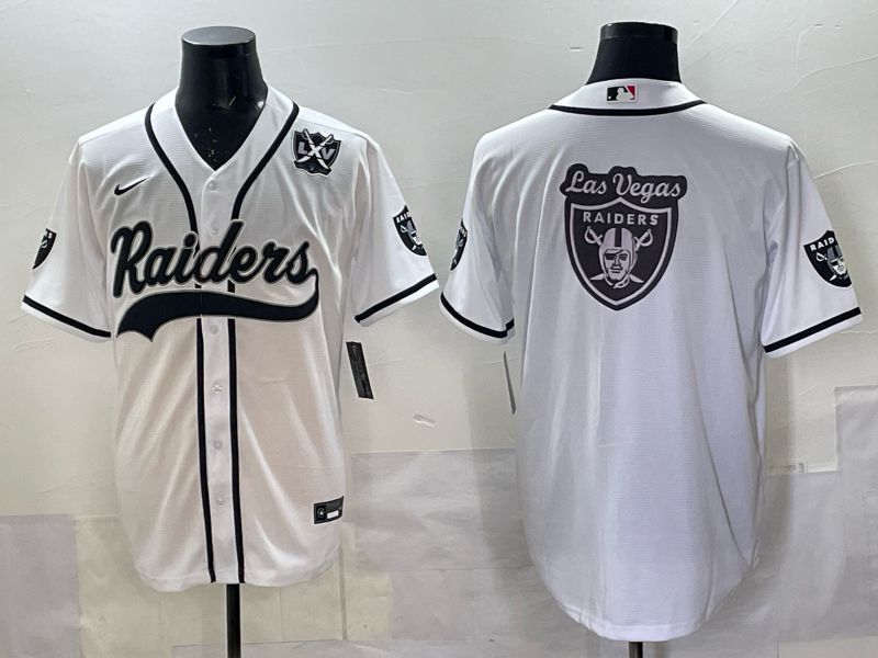 Men 2025 Nike Oakland Raiders Blank White Joint Name  Limited NFL Jersey style 059